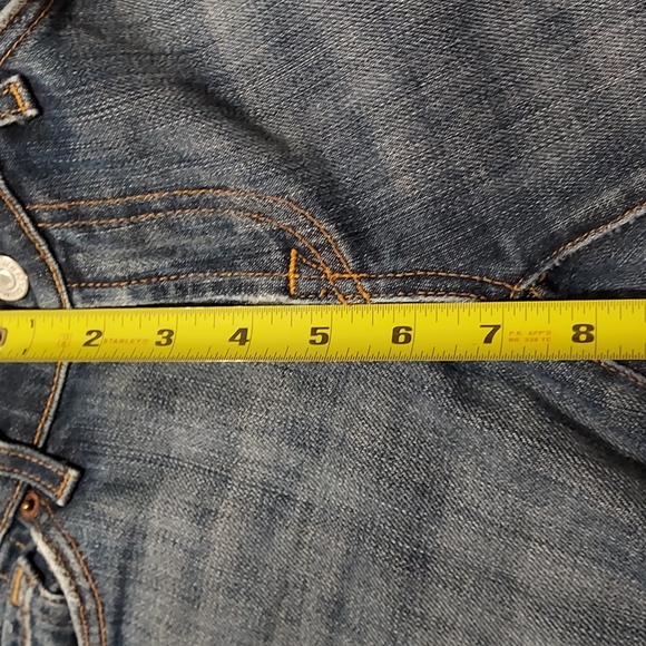 Women's Size 6 7 For All Mankind Washed Distressed Flare Jeans - Picture 6 of 15